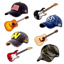 Apliques gorras y guitarras...